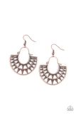 Solar Surge - Copper Earrings - Paparazzi Accessories Earrings Bedazzle Me Pretty Mobile Fashion Boutique