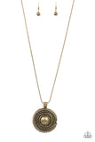 Solar Swirl - Brass Necklace - Paparazzi Accessories Necklace Bedazzle Me Pretty Mobile Fashion Boutique