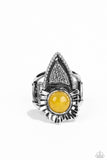 Solstice Scene - Yellow Ring - Paparazzi Accessories Ring Bedazzle Me Pretty Mobile Fashion Boutique