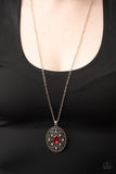 Sonata Swing - Red Necklace - Paparazzi Accessories Necklace Bedazzle Me Pretty Mobile Fashion Boutique