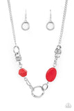 Sonoran Solo - Red Necklace - Paparazzi Accessories Necklace Bedazzle Me Pretty Mobile Fashion Boutique