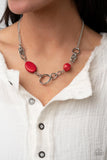 Sonoran Solo - Red Necklace - Paparazzi Accessories Necklace Bedazzle Me Pretty Mobile Fashion Boutique