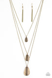 Sonoran Storm - Brass Necklace - Paparazzi Accessories Necklace Bedazzle Me Pretty Mobile Fashion Boutique