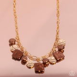 Sophisticated Squared - Brown Necklace - Paparazzi Accessories Necklace Bedazzle Me Pretty Mobile Fashion Boutique