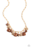 Sophisticated Squared - Brown Necklace - Paparazzi Accessories Necklace Bedazzle Me Pretty Mobile Fashion Boutique