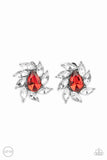 Sophisticated Swirl - Red Clip-On Earrings - Paparazzi Accessories Clip-On Earrings Bedazzle Me Pretty Mobile Fashion Boutique