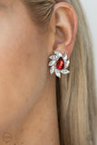 Sophisticated Swirl - Red Clip-On Earrings - Paparazzi Accessories Clip-On Earrings Bedazzle Me Pretty Mobile Fashion Boutique