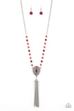 Soul Quest - Red Necklace - Paparazzi Accessories Necklace Bedazzle Me Pretty Mobile Fashion Boutique