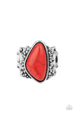 Soul Trek - Red Ring - Paparazzi Accessories Ring Bedazzle Me Pretty Mobile Fashion Boutique