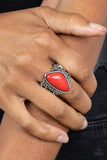 Soul Trek - Red Ring - Paparazzi Accessories Ring Bedazzle Me Pretty Mobile Fashion Boutique
