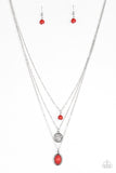 Southern Roots - Red Necklace - Paparazzi Accessories Necklace Bedazzle Me Pretty Mobile Fashion Boutique