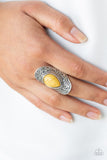 Southern Sage - Yellow Ring - Paparazzi Accessories Ring Bedazzle Me Pretty Mobile Fashion Boutique