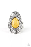 Southern Sage - Yellow Ring - Paparazzi Accessories Ring Bedazzle Me Pretty Mobile Fashion Boutique