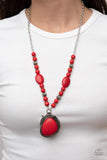 Southwest Paradise - Red Necklace - Paparazzi Accessories Necklace Bedazzle Me Pretty Mobile Fashion Boutique