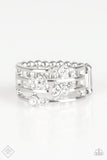 Sparkle Showdown - White Ring - Paparazzi Accessories Ring Bedazzle Me Pretty Mobile Fashion Boutique