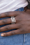 Sparkle Showdown - White Ring - Paparazzi Accessories Ring Bedazzle Me Pretty Mobile Fashion Boutique