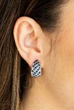 Sparkling Shells - Blue Clip-On Earrings - Paparazzi Accessories Clip-On Earrings Bedazzle Me Pretty Mobile Fashion Boutique