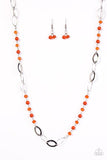 Sparkling Sophistication - Orange Necklace - Paparazzi Accessories Necklace Bedazzle Me Pretty Mobile Fashion Boutique