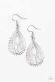 Sparkling Stardom - White Earrings - Paparazzi Accessories Earrings Bedazzle Me Pretty Mobile Fashion Boutique