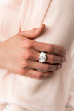 Sparkly State of Mind - White Ring - Paparazzi Accessories Ring Bedazzle Me Pretty Mobile Fashion Boutique