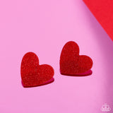 Sparkly Sweethearts - Red Post Earrings - Paparazzi Accessories Post Earrings Bedazzle Me Pretty Mobile Fashion Boutique