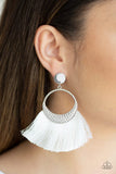 Spartan Spirit - White Earrings - Paparazzi Accessories Earrings Bedazzle Me Pretty Mobile Fashion Boutique
