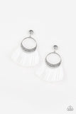 Spartan Spirit - White Earrings - Paparazzi Accessories Earrings Bedazzle Me Pretty Mobile Fashion Boutique