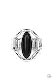 Spartan Stone - Black Ring - Paparazzi Accessories Ring Bedazzle Me Pretty Mobile Fashion Boutique