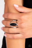 Spartan Stone - Black Ring - Paparazzi Accessories Ring Bedazzle Me Pretty Mobile Fashion Boutique