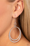 Spin Your HEELS - White Earrings - Paparazzi Accessories Earrings Bedazzle Me Pretty Mobile Fashion Boutique