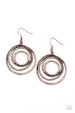 Spiraling Out of Control - Copper Earrings - Paparazzi Accessories Earrings Bedazzle Me Pretty Mobile Fashion Boutique