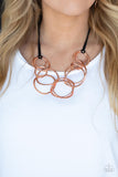 Spiraling Out of COUTURE - Copper Necklace - Paparazzi Accessories Necklace Bedazzle Me Pretty Mobile Fashion Boutique