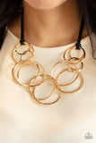 Spiraling Out of COUTURE - Gold Necklace - Paparazzi Accessories Necklace FS-Bedazzle Me Pretty Mobile Fashion Boutique