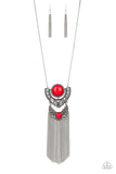 Spirit Trek - Red Necklace - Paparazzi Accessories Necklace Bedazzle Me Pretty Mobile Fashion Boutique