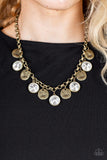 Spot On Sparkle - Brass Necklace - Paparazzi Accessories Necklace Bedazzle Me Pretty Mobile Fashion Boutique