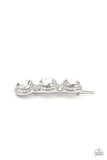 SPOTLIGHT It Up - White Hair Clip - Paparazzi Accessories Hair Clip Bedazzle Me Pretty Mobile Fashion Boutique