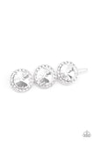 SPOTLIGHT It Up - White Hair Clip - Paparazzi Accessories Hair Clip Bedazzle Me Pretty Mobile Fashion Boutique
