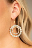 Spotlight Shout Out - Gold Earrings - Paparazzi Accessories Earrings Bedazzle Me Pretty Mobile Fashion Boutique