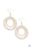 Spotlight Shout Out - Gold Earrings - Paparazzi Accessories Earrings Bedazzle Me Pretty Mobile Fashion Boutique