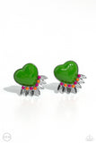 Spring Story - Green Clip-On Earrings - Paparazzi Accessories Clip-On Bedazzle Me Pretty Mobile Fashion Boutique