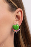 Spring Story - Green Clip-On Earrings - Paparazzi Accessories Clip-On Bedazzle Me Pretty Mobile Fashion Boutique