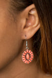 Spring Tea Parties - Orange Earrings - Paparazzi Accessories Earrings Bedazzle Me Pretty Mobile Fashion Boutique