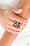 Springtime Shimmer - Blue Ring - Paparazzi Accessories Ring Bedazzle Me Pretty Mobile Fashion Boutique