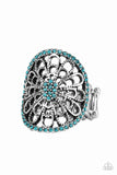 Springtime Shimmer - Blue Ring - Paparazzi Accessories Ring Bedazzle Me Pretty Mobile Fashion Boutique