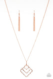 Square It Up - Copper Necklace - Paparazzi Accessories Necklace Bedazzle Me Pretty Mobile Fashion Boutique