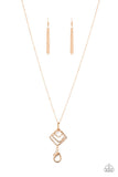 Square It Up - Gold Lanyard - Paparazzi Accessories Earrings Bedazzle Me Pretty Mobile Fashion Boutique