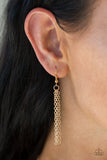 Square It Up - Gold Lanyard - Paparazzi Accessories Earrings Bedazzle Me Pretty Mobile Fashion Boutique