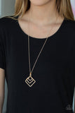 Square It Up - Rose Gold Necklace - Paparazzi Accessories Necklace Bedazzle Me Pretty Mobile Fashion Boutique