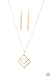Square It Up - Rose Gold Necklace - Paparazzi Accessories Necklace Bedazzle Me Pretty Mobile Fashion Boutique