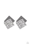 Square With Style - Black Post Earrings - Paparazzi Accessories Post Earrings Bedazzle Me Pretty Mobile Fashion Boutique